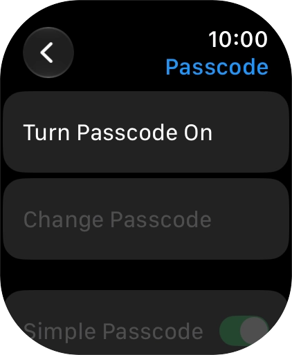 Press Turn Passcode On and key in a lock code of your own choice twice.