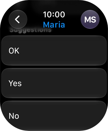 Press the required quick reply.