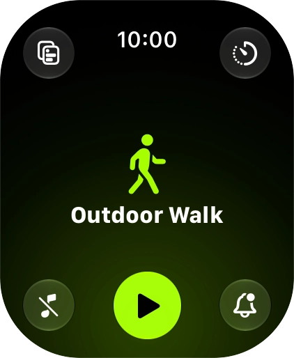 Slide your finger up or down on the screen to select the required training activity.