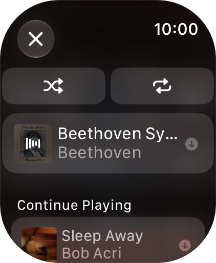 Press the shuffle icon to turn the function on or off.