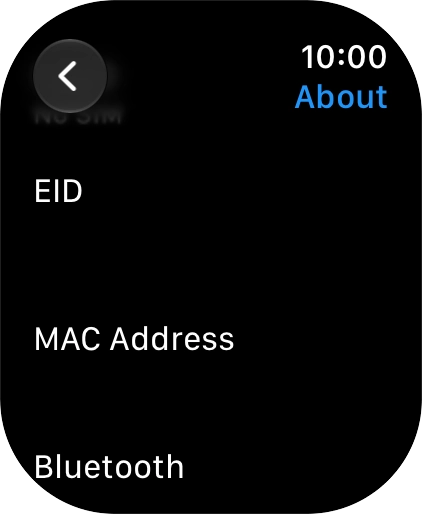 Your Apple Watch EID number is displayed below EID.