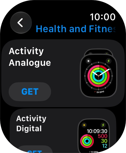 Press GET next to the required watch face.