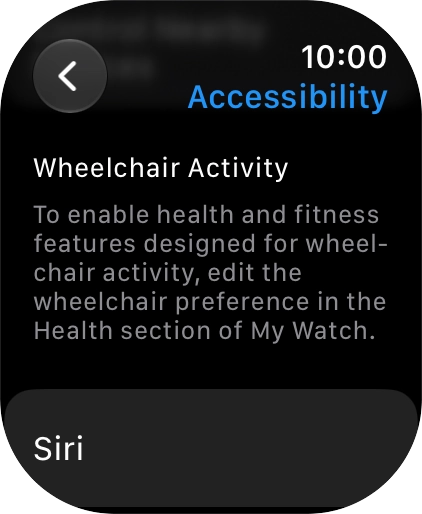 Press the required category below 'Wheelchair Activity' and follow the instructions on the screen to select the required settings.