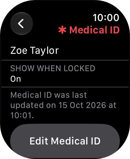 Press Edit Medical ID.
