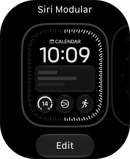 Press the required watch face.