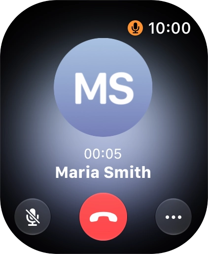 Press the end call icon to end the call and return to the home screen.