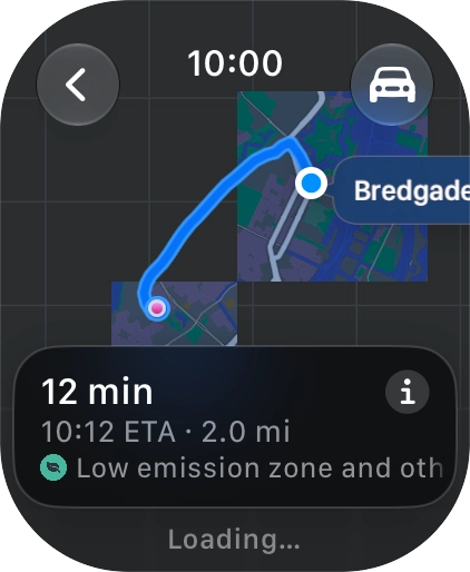 Turn the Digital Crown to see the suggested routes.