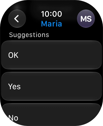 Press the required quick reply.