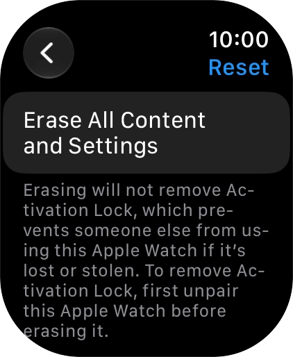 Press Erase All Content and Settings.