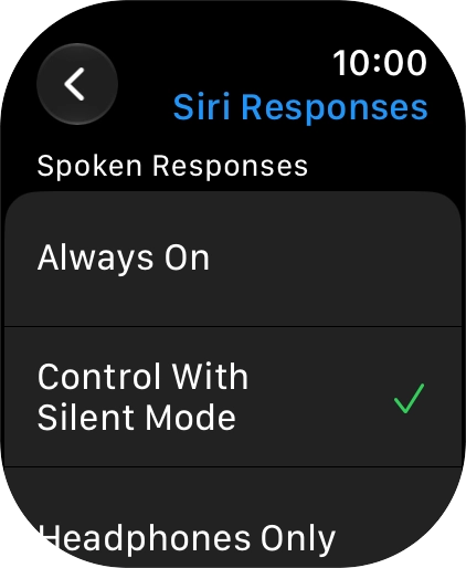 Press the required setting.