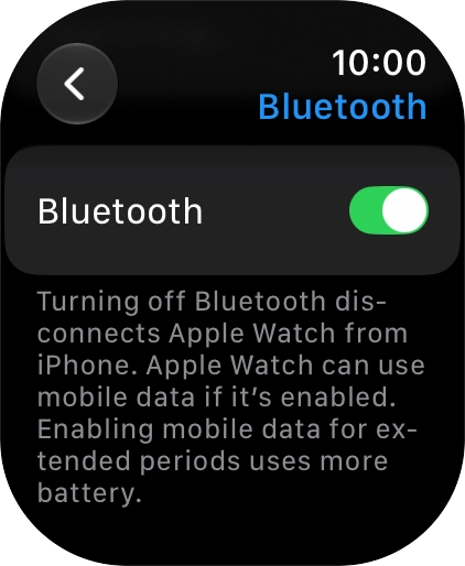 Press the indicator next to 'Bluetooth' to turn the function on or off.