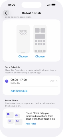 Press Add Schedule and follow the instructions on the screen to select settings for automatic activation of Do Not Disturb.