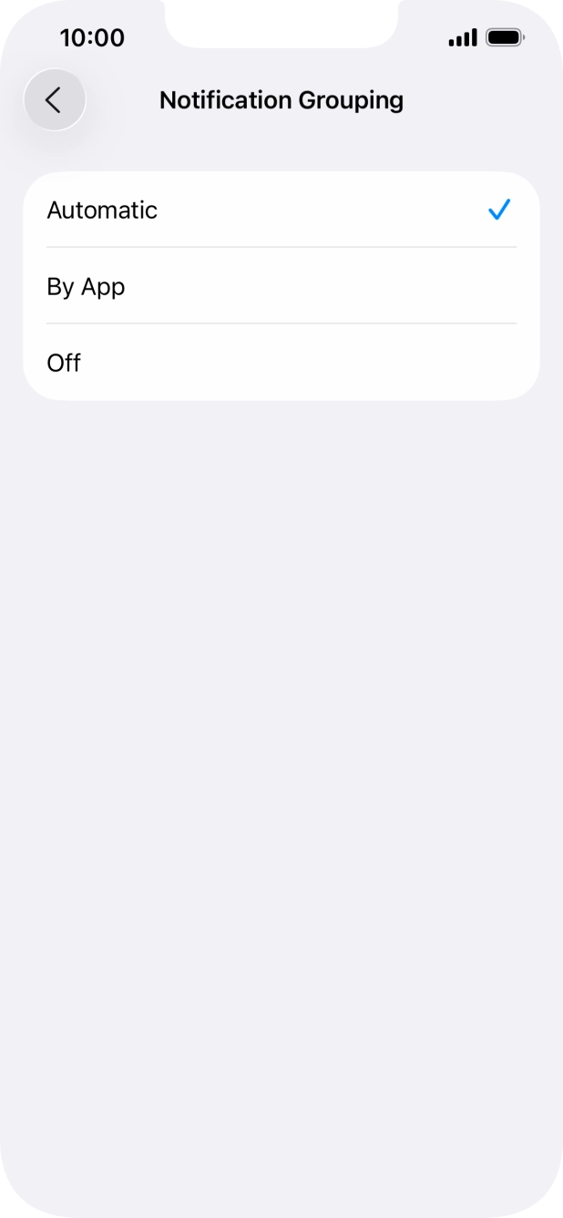 Press the required setting. Press the required setting.