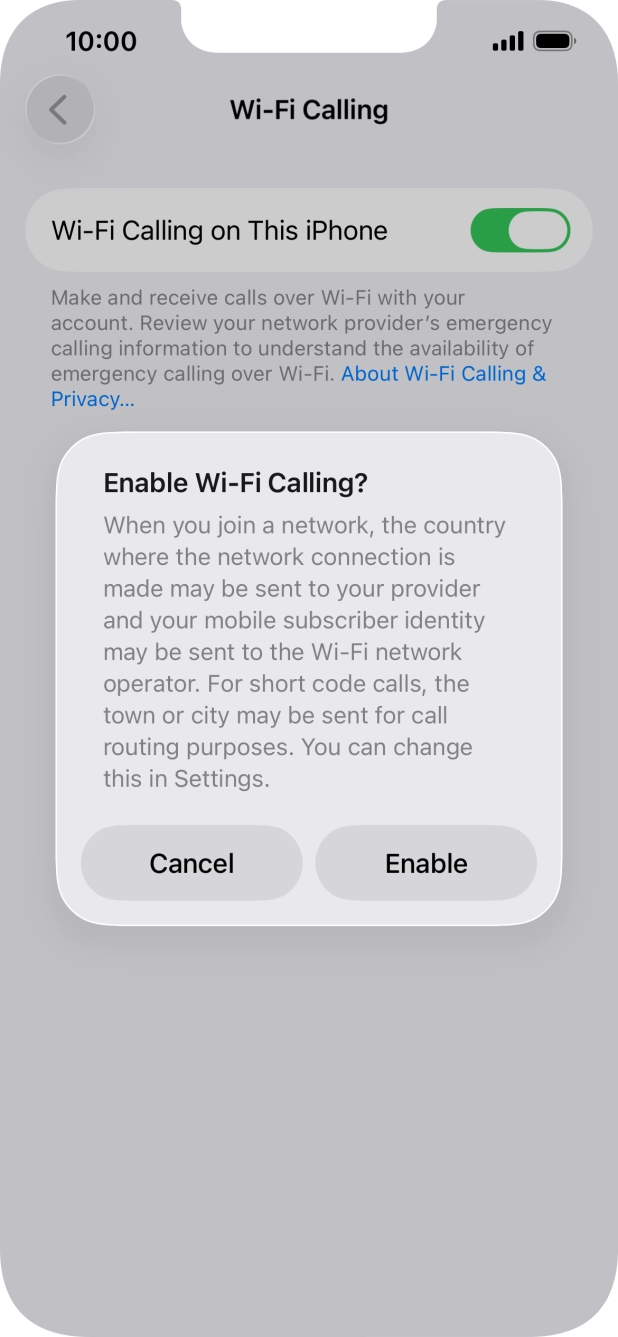 If you turn on the function, press Enable.