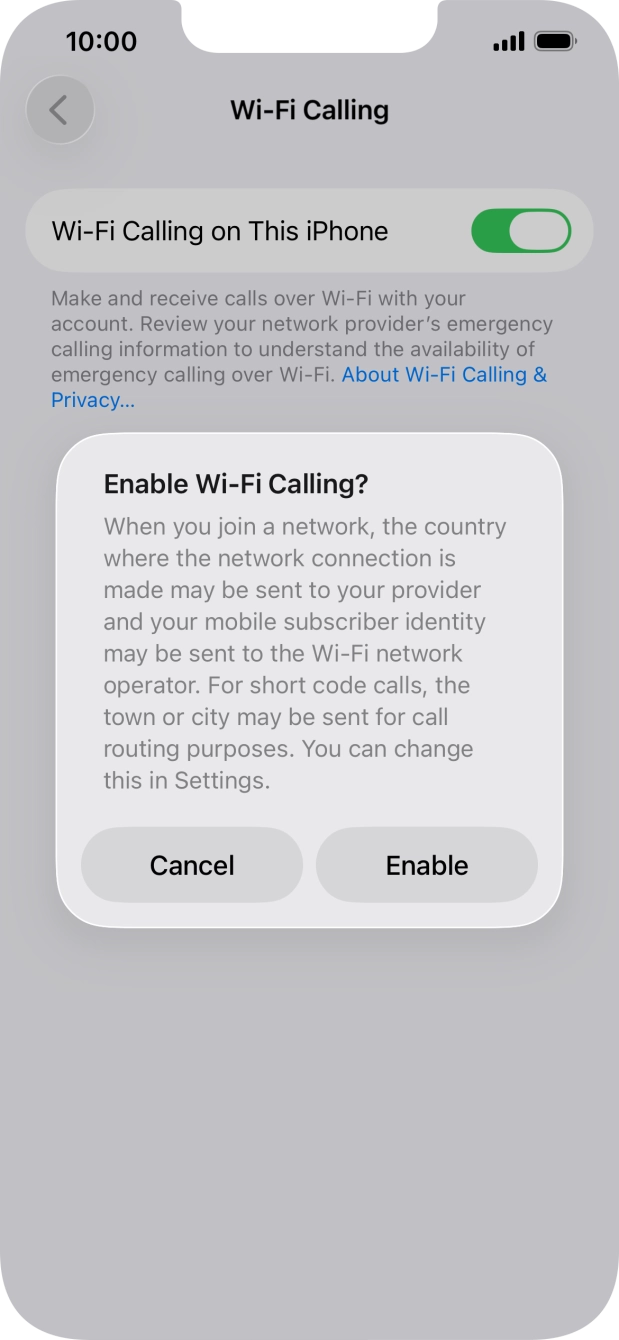 If you turn on the function, press Enable.