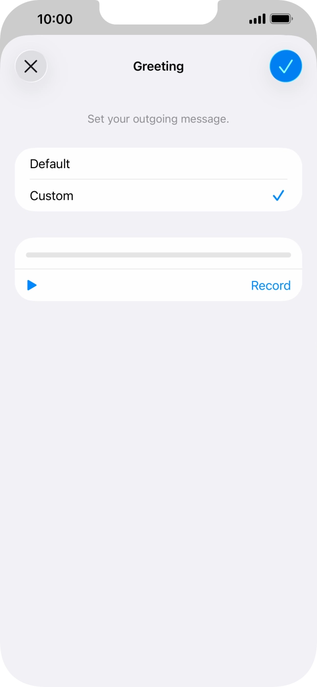 Press the play icon to play your personal greeting. Press the play icon to play your personal greeting.