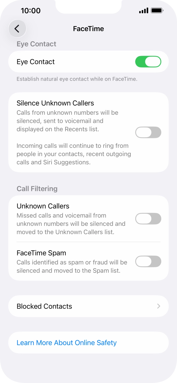 Press Blocked Contacts. Press Blocked Contacts.