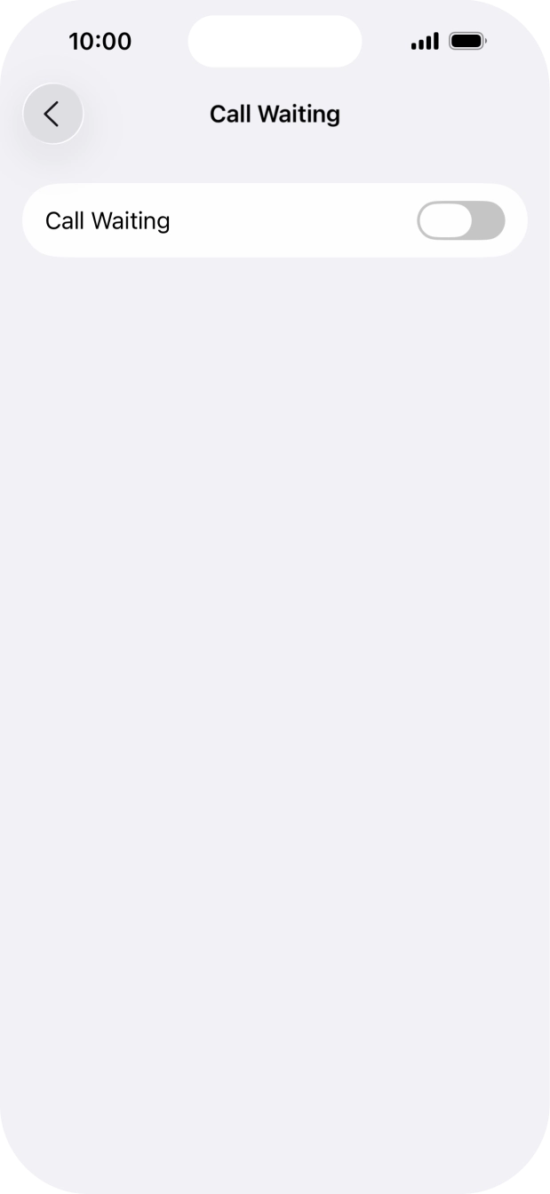 Press the indicator next to 'Call Waiting' to turn the function on or off.