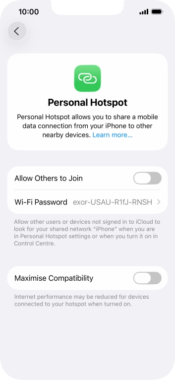 Press Wi-Fi Password and key in the required password.