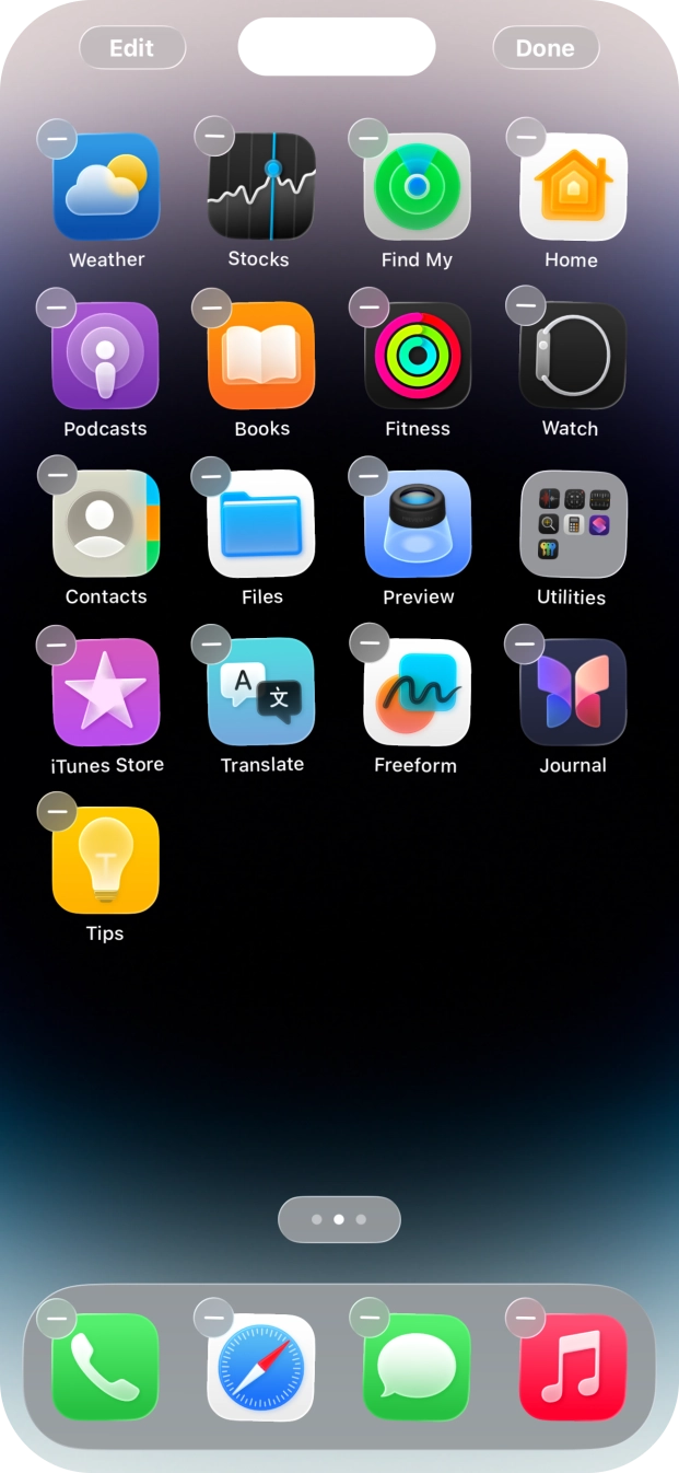 Press the home screen page icon.