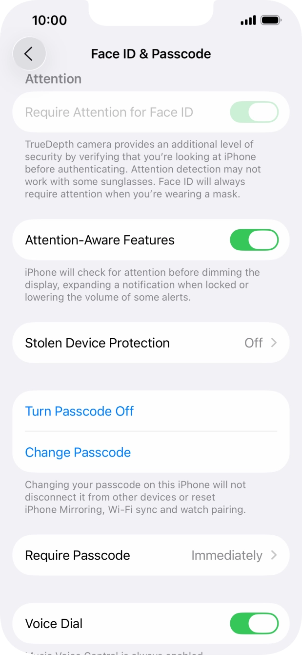 Press Turn Passcode Off and key in the lock code.