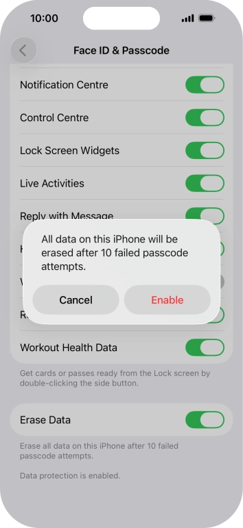 If you turn on the function, press Enable.