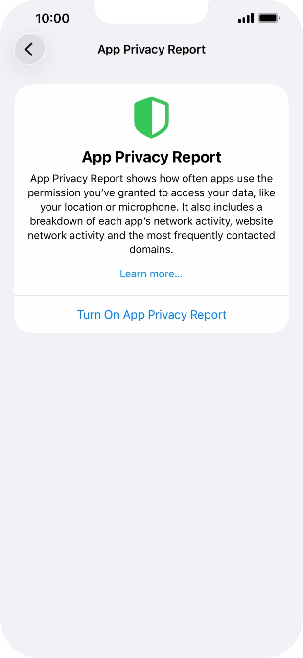 Press Turn On App Privacy Report to turn on the function.