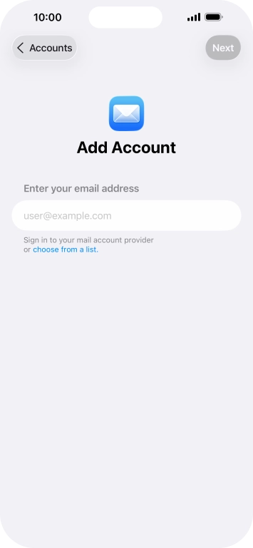 Press the field below 'Enter your email address' and key in your email address.