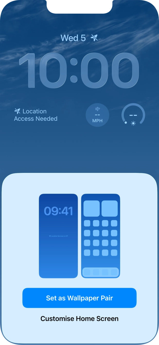 To use the same colour theme on the home screen, press Set as Wallpaper Pair. To use the same colour theme on the home screen, press Set as Wallpaper Pair.