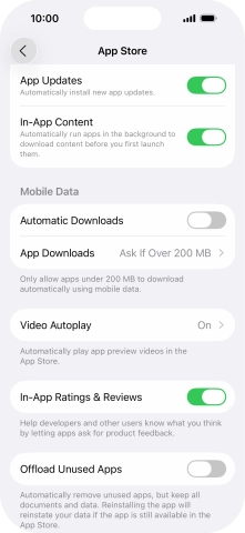 Press the indicator next to 'Automatic Downloads' to turn the function on or off.