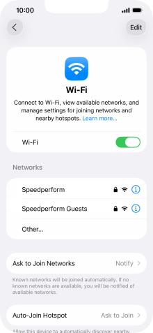 Press the required WiFi network and key in the password for the WiFi network.