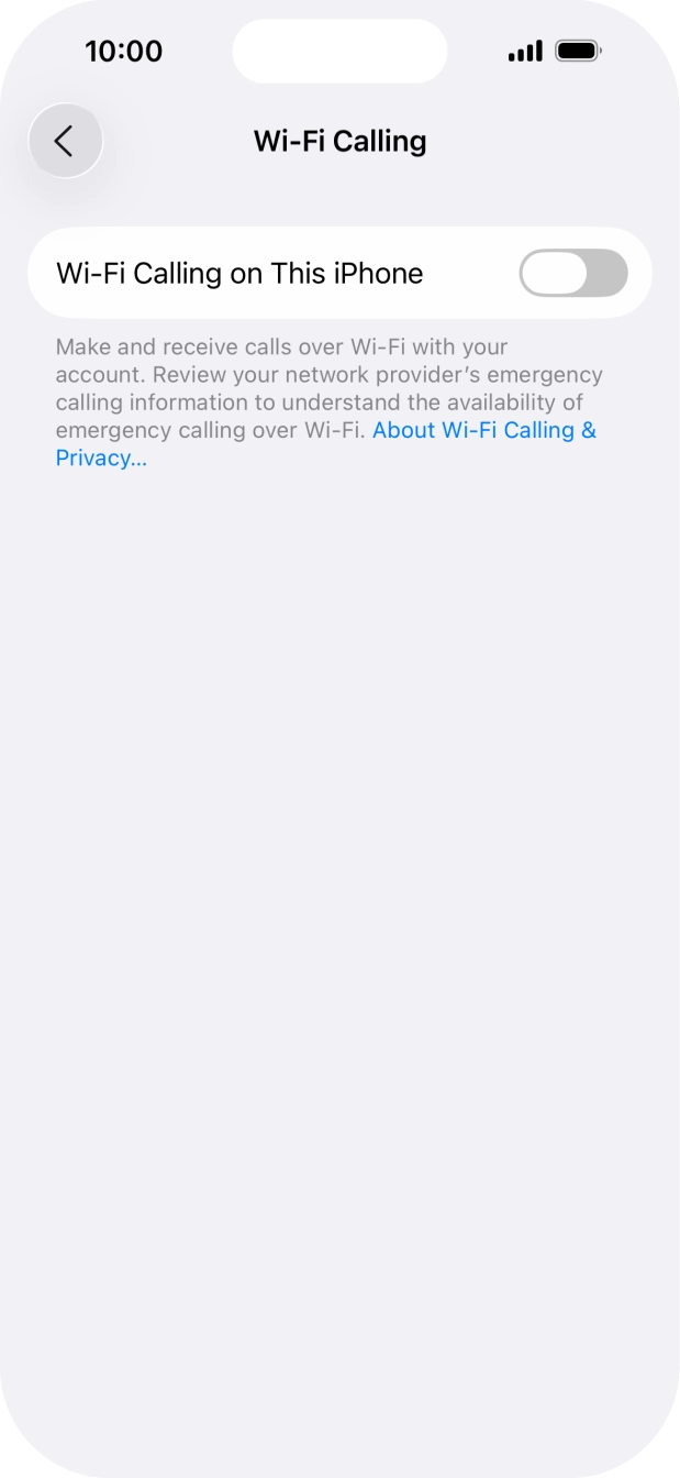 Press the indicator next to 'Wi-Fi Calling on This iPhone' to turn the function on or off.