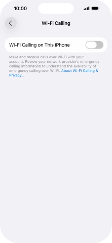 Press the indicator next to 'Wi-Fi Calling on This iPhone' to turn the function on or off.