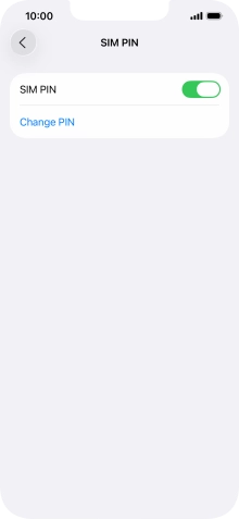 Press the indicator next to 'SIM PIN' to turn the function on or off.