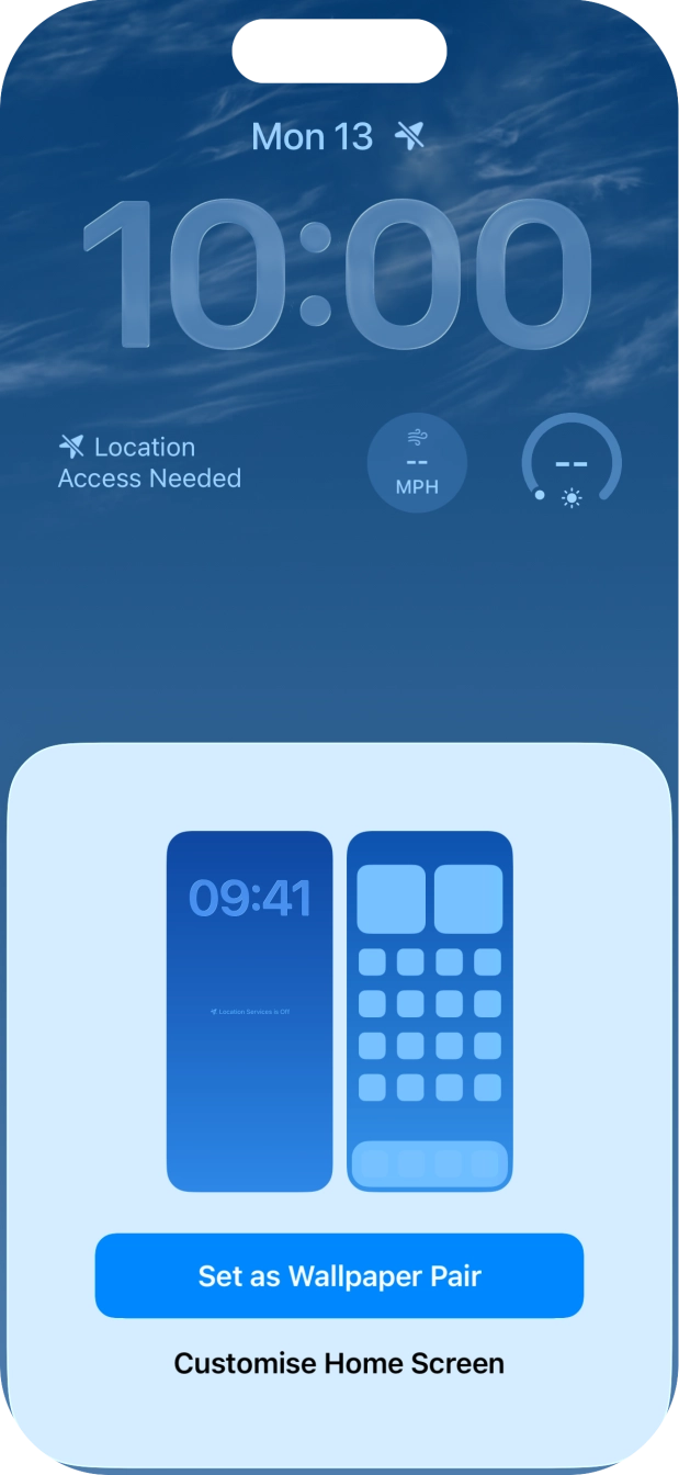 To use the same colour theme on the home screen, press Set as Wallpaper Pair. To use the same colour theme on the home screen, press Set as Wallpaper Pair.