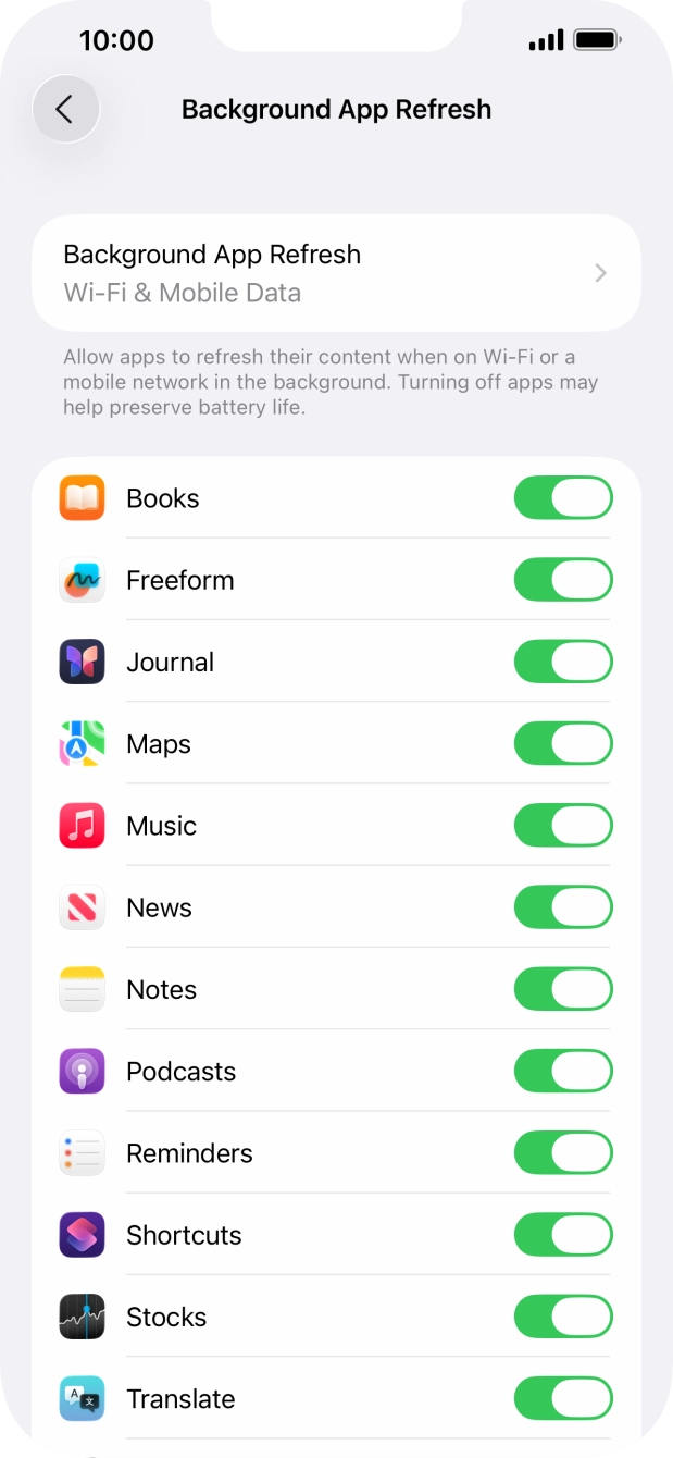 Press Background App Refresh. Press Background App Refresh.