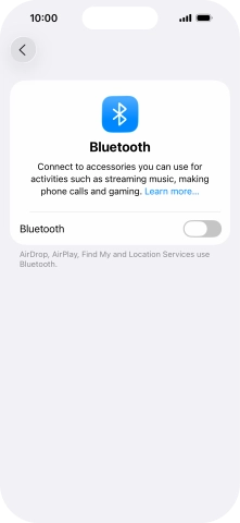 Press the indicator next to 'Bluetooth' to turn on the function.