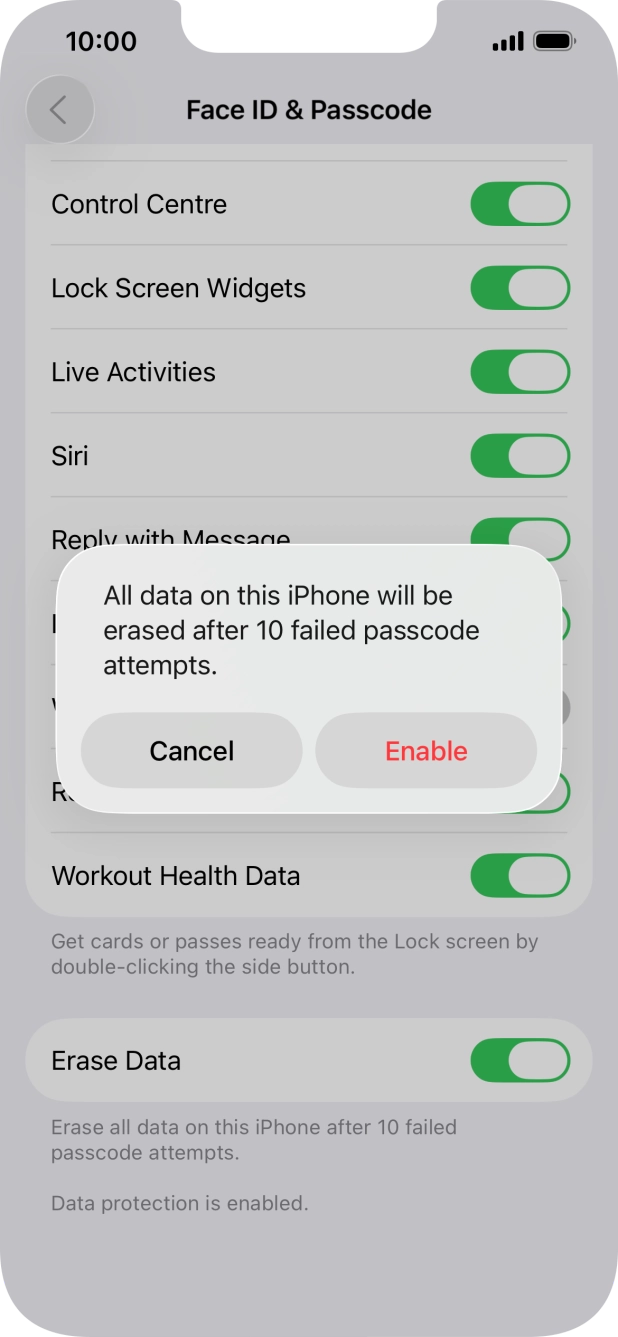 If you turn on the function, press Enable. If you turn on the function, press Enable.