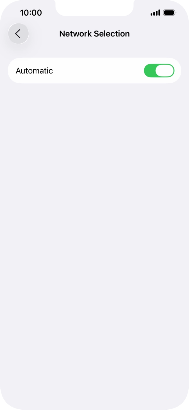 Press the indicator next to 'Automatic' to turn automatic network selection on or off.