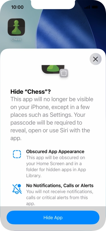 Press Hide App.