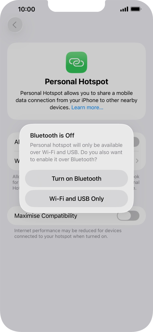 If WiFi is turned on, press Wi-Fi and USB Only.