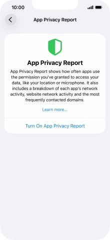 Press Turn On App Privacy Report to turn on the function.
