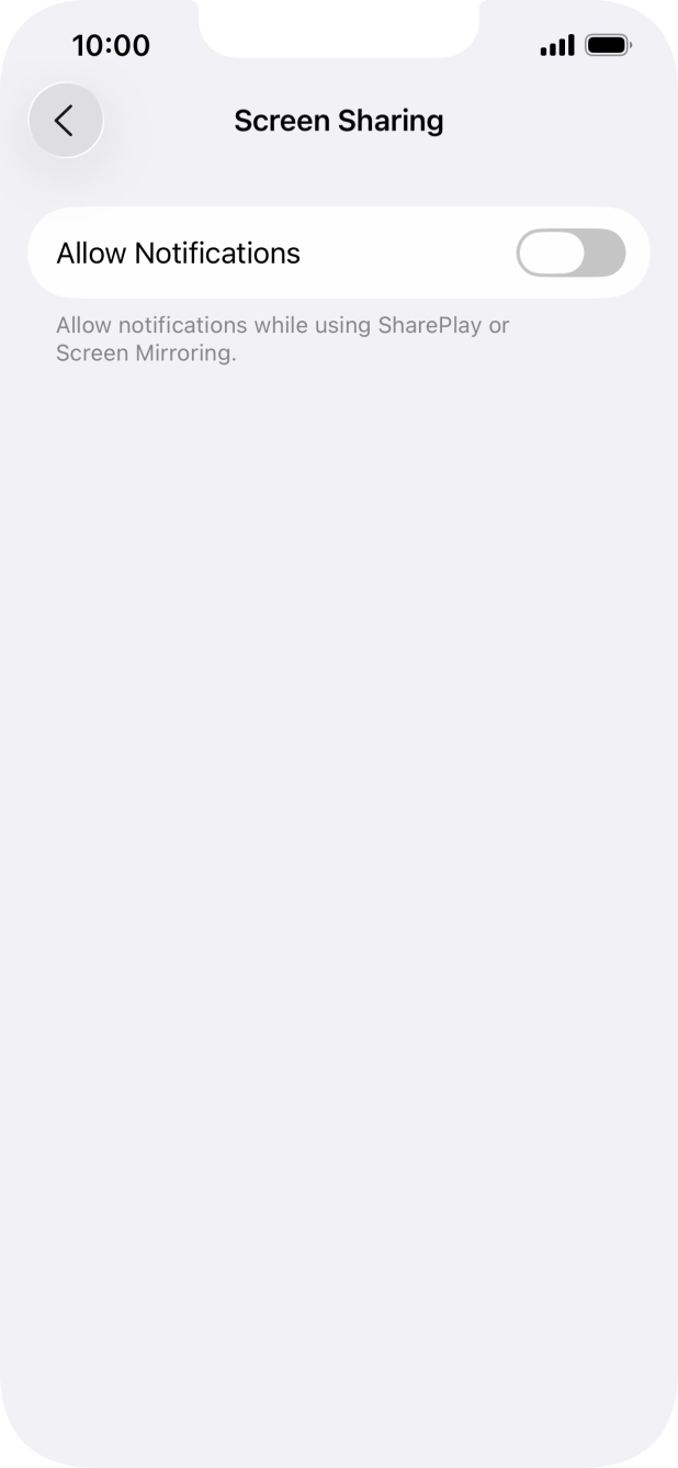 Press the indicator next to 'Allow Notifications' to turn the function on or off. Press the indicator next to 'Allow Notifications' to turn the function on or off.