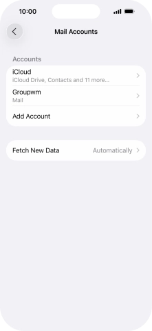 Press the name of the email account you've just set up.