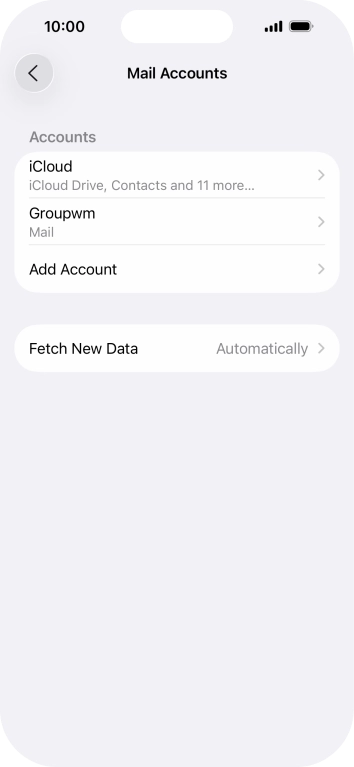 Press the name of the email account you've just set up.