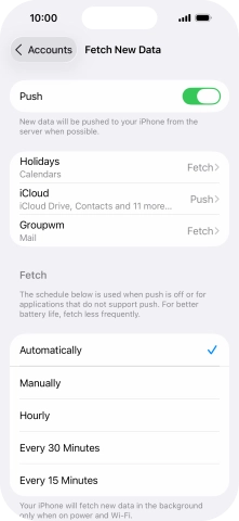 Press the indicator next to 'Push' to turn the function on or off.