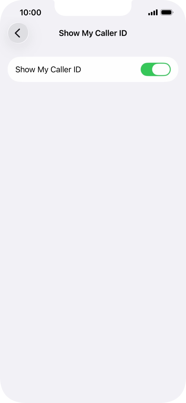 Press the indicator next to 'Show My Caller ID' to turn the function on or off.