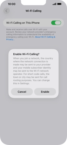 If you turn on the function, press Enable.