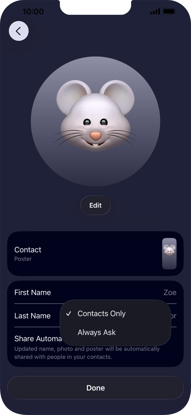 Press the required setting. Press the required setting.