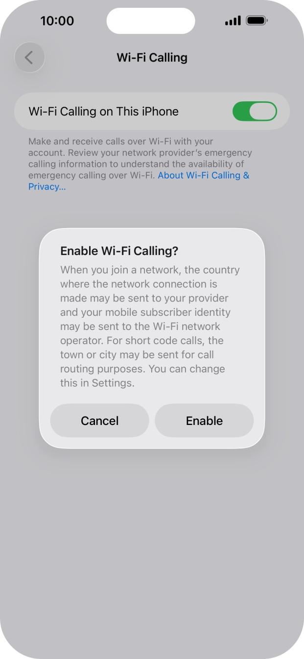 If you turn on the function, press Enable.